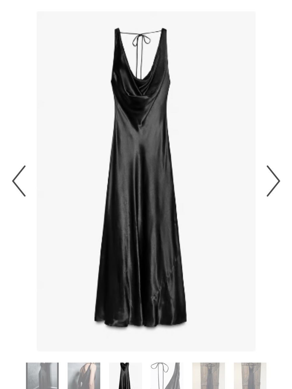 Zara Black Satin Cowl-Neck Maxi Dress